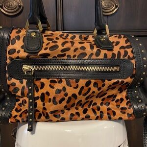 Leopard Print Leather Handbag